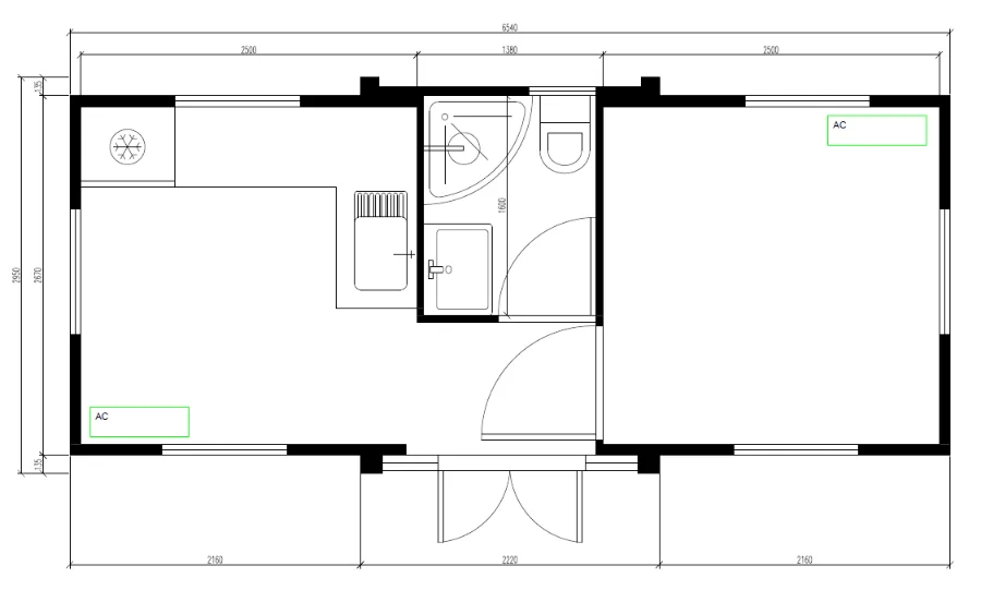 Model 18m² — půdorys dispozice