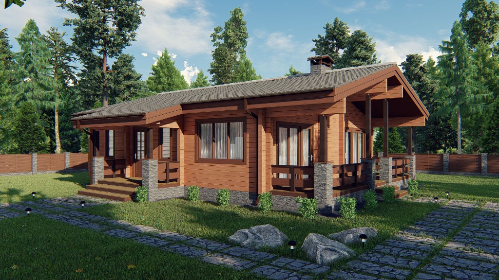 Dřevěná roubenka Robin — vstup a terasa